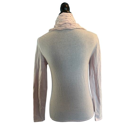 Katherine Kelly Pullover Sweater 100% Cashmere Crochet Cowl Neck Light Pink XS - Picture 2 of 5